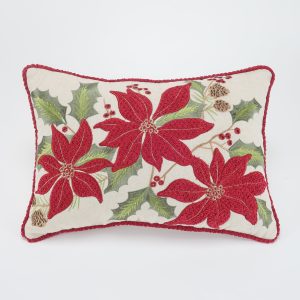 Vintage Poinsettia 14X20 Throw Pillow
