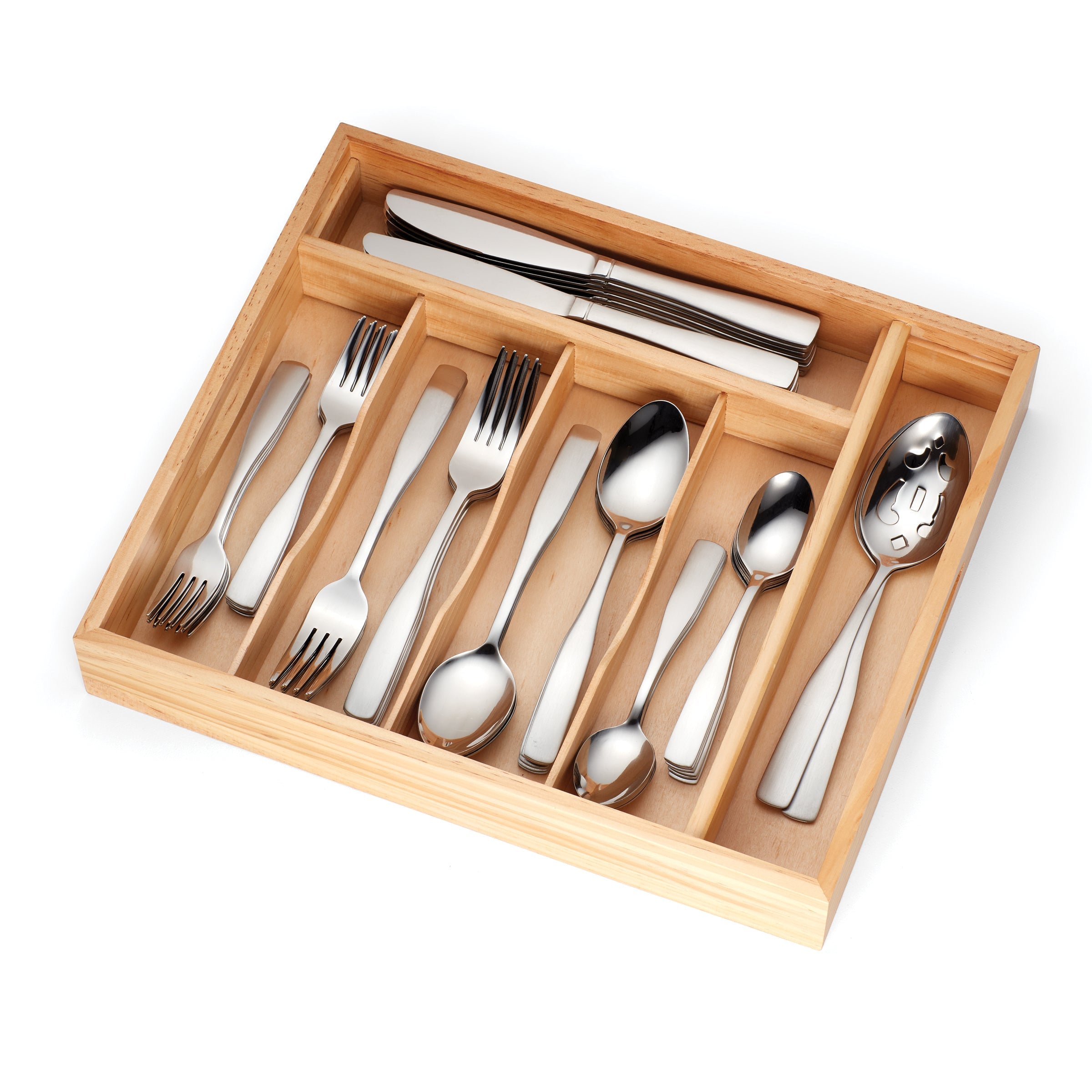 Madison Satin 62 Piece Flatware Set with Wood Tray - Image 3