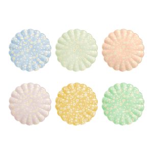 Floral Reusable Bamboo Small Plates. Set of 6