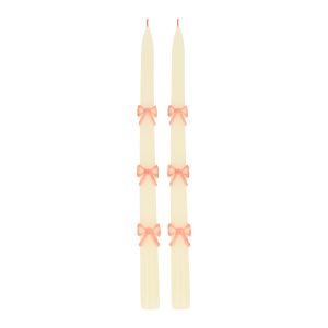 Pink Bow Taper Candles