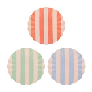 Stripy Reusable Bamboo Small Plates. Set of 6