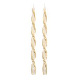 Gold Stripe Twist Candles. Set of 2