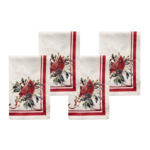 Holiday Winter Greetings Dinner Napkins - Set Of 4