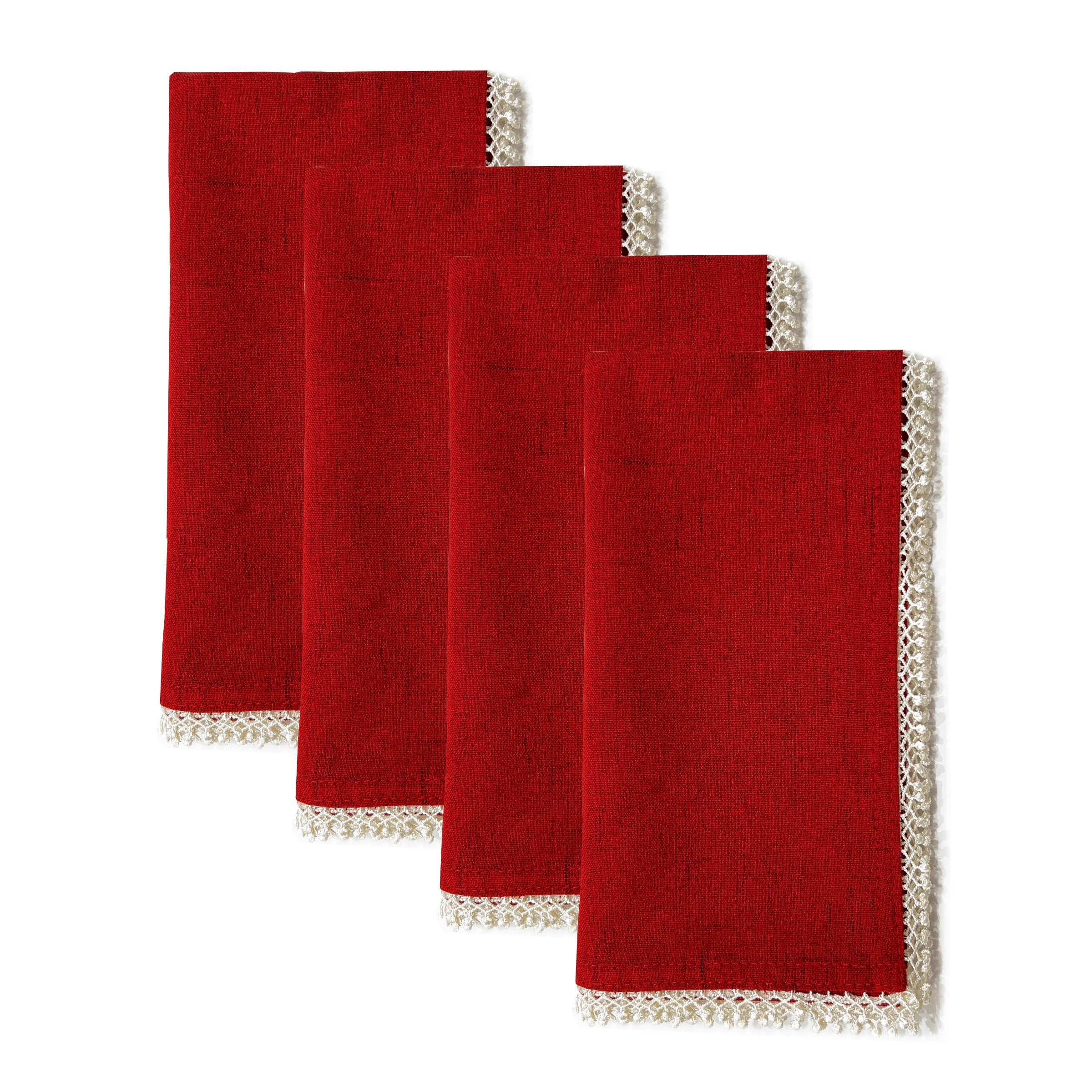French Perle Red Dinner Napkins - Set Of 4