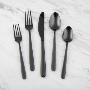 Quinn Black Sand Mirror 20 Piece Flatware Set