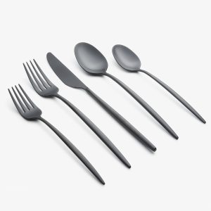 Gaze Black Satin 20 Piece Flatware Set