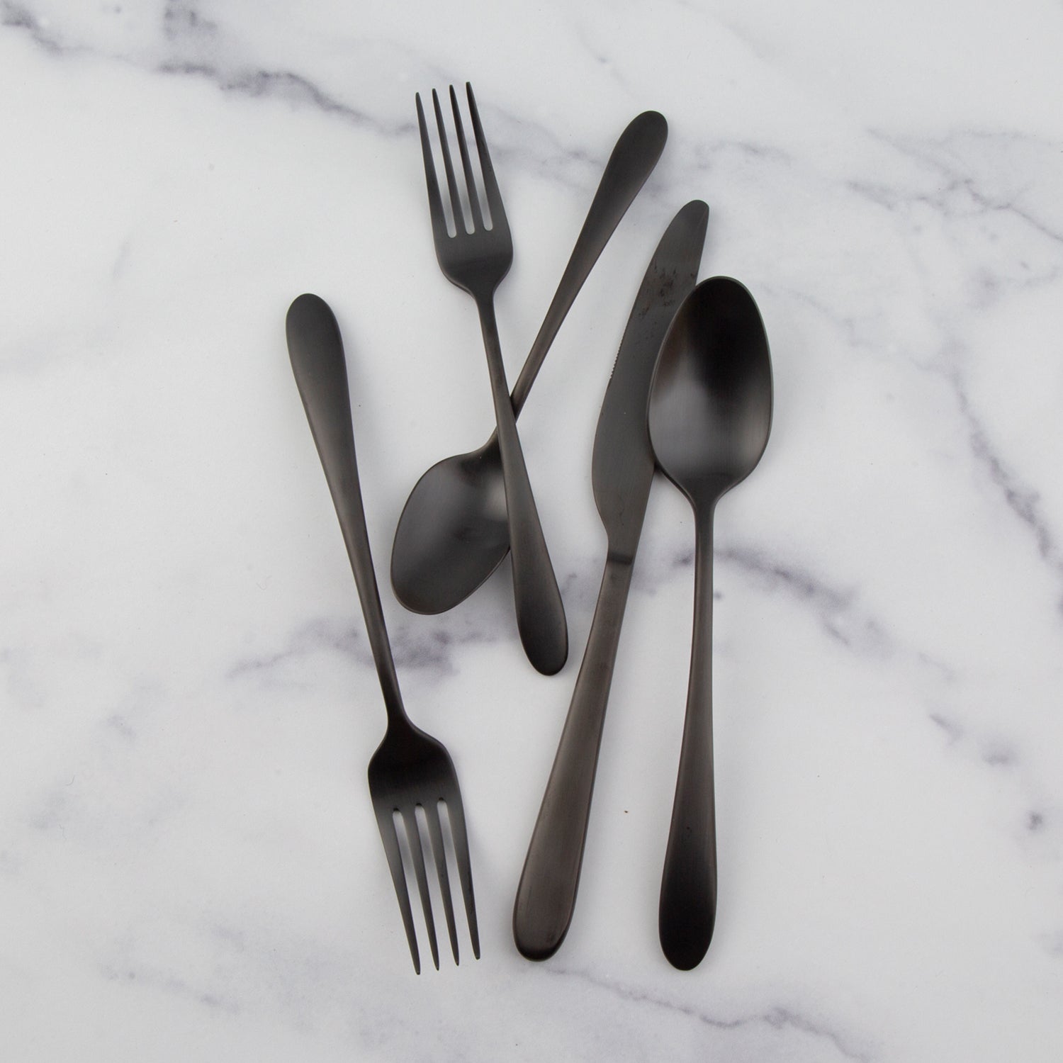 Poet Black Satin 20 Piece Flatware Set