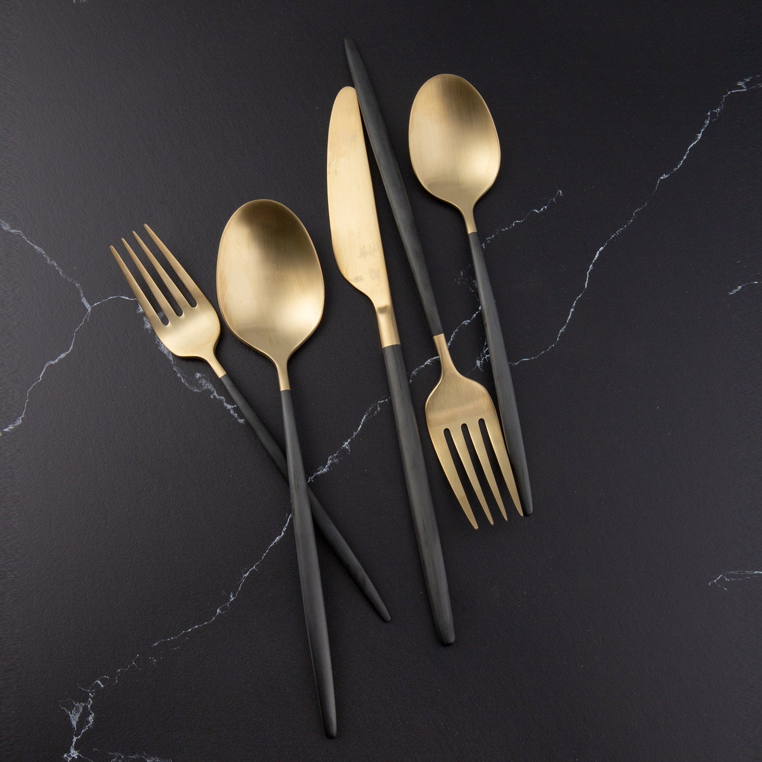 Gaze Black Champagne Satin 20 Piece Flatware Set - Image 8