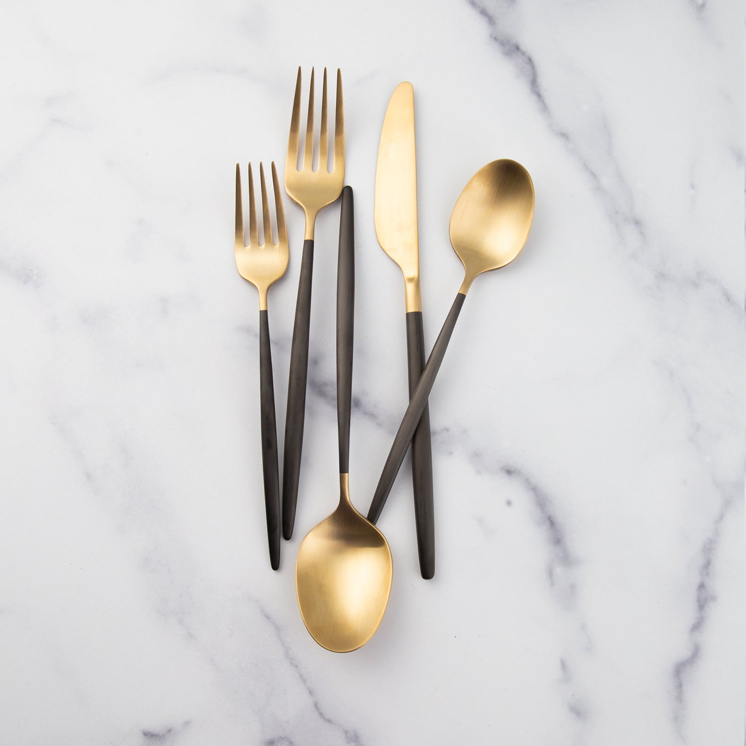 Gaze Black Champagne Satin 20 Piece Flatware Set - Image 5