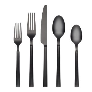 Gailann Black Satin 20 Piece Flatware Set