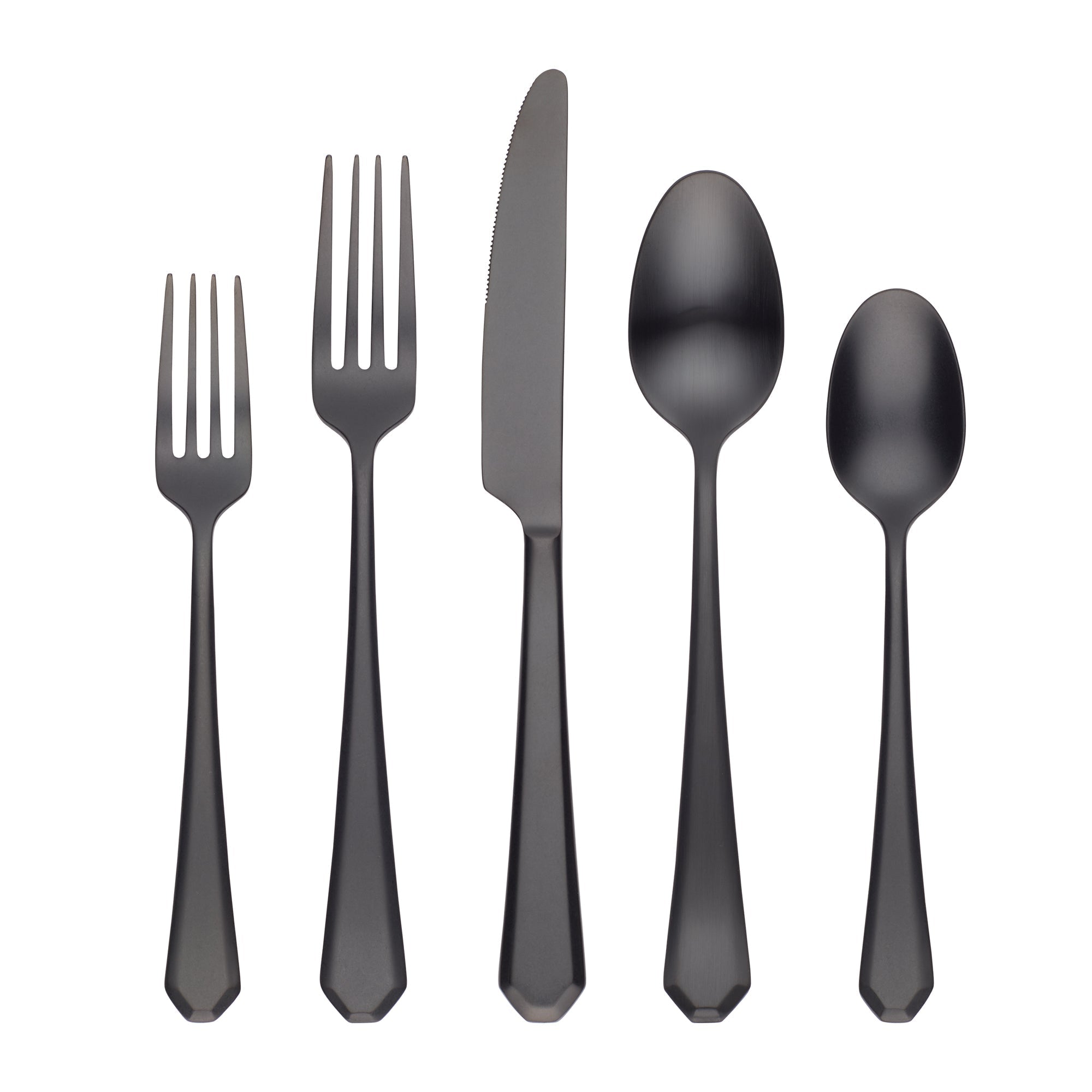 Geo Black Satin 20 Piece Flatware Set - Image 2