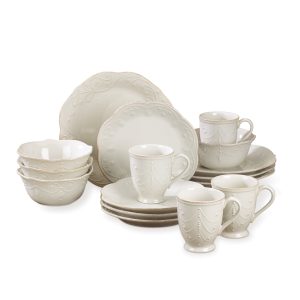 French Perle White 16-Piece Dinnerware Set