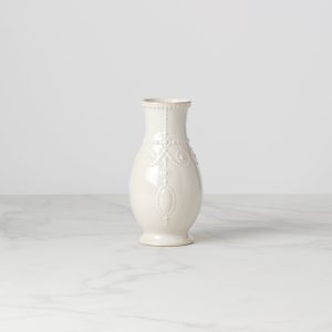French Perle White Fluted Vase