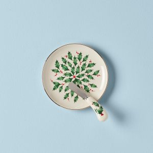 Holiday Cheese Plate & Knife Set
