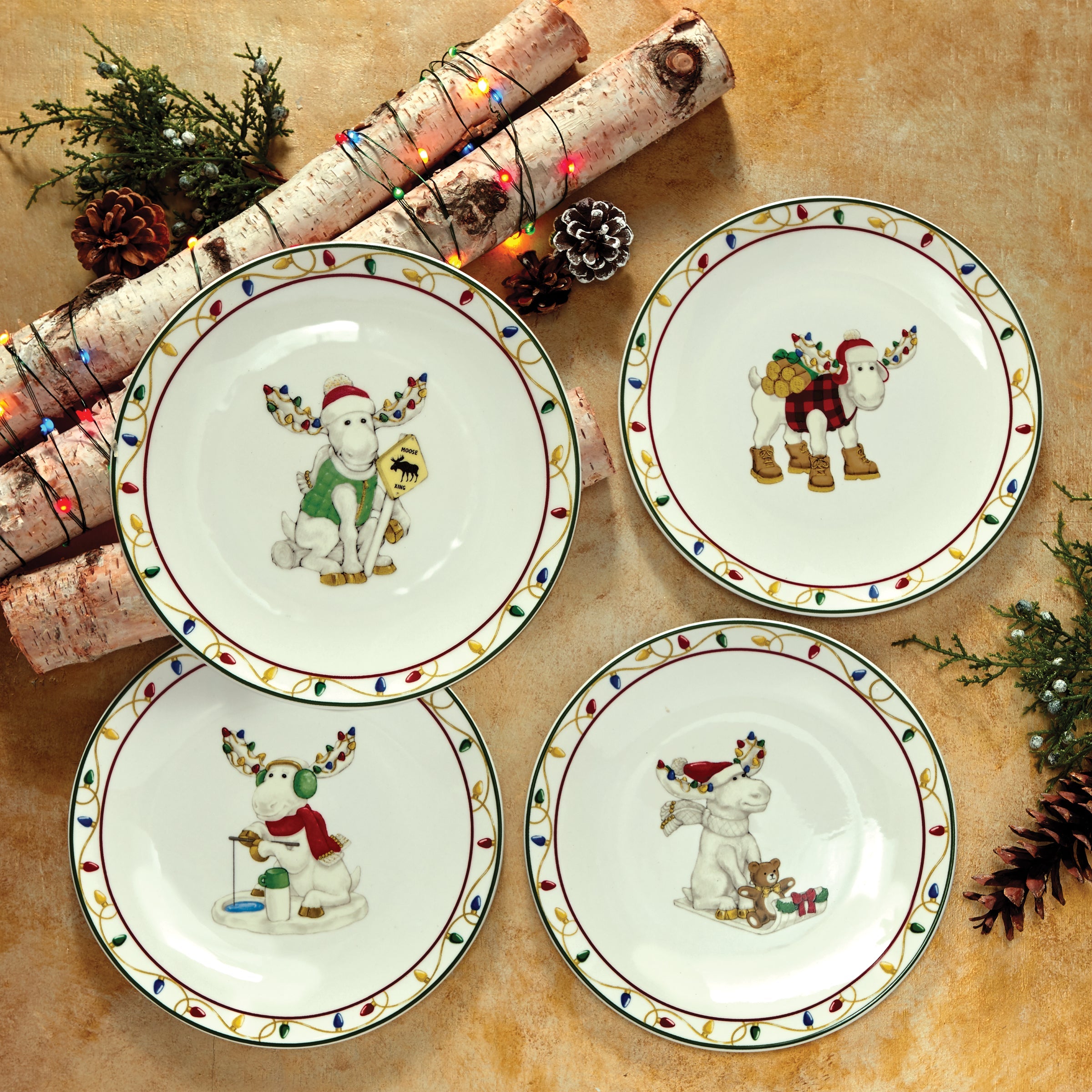 Merry Marcel Moose 4-Piece Dessert Plate Set - Image 5