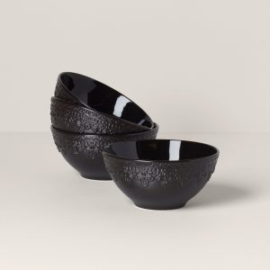 Chelse Muse Fleur Black All-Purpose Bowls - Set of 4