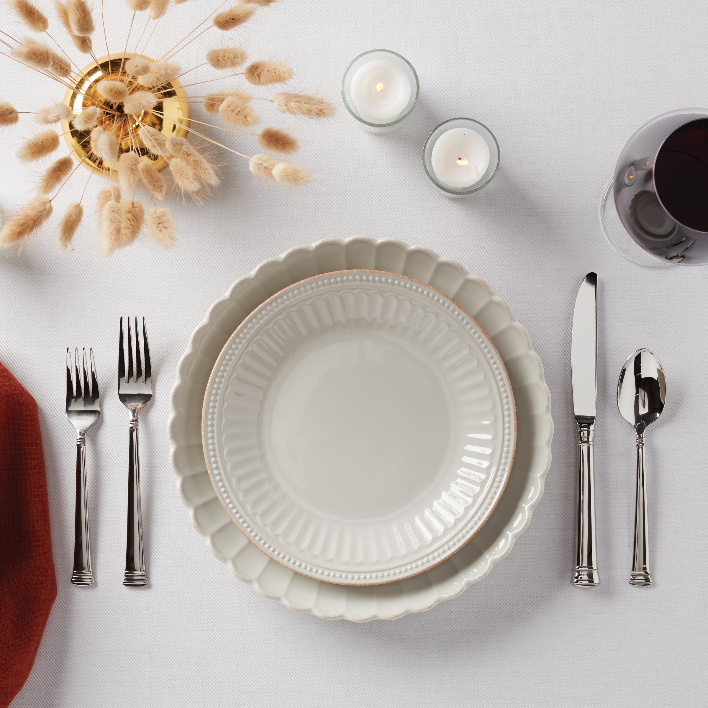 French Perle Scallop Dinner Plates - Set of 4 - Image 8