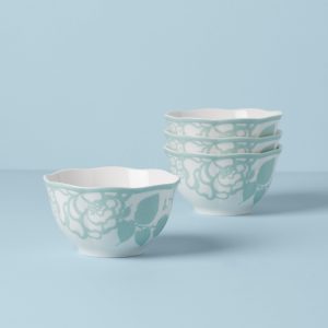 Butterfly Meadow Cottage Sage Rice Bowls - Set of 4
