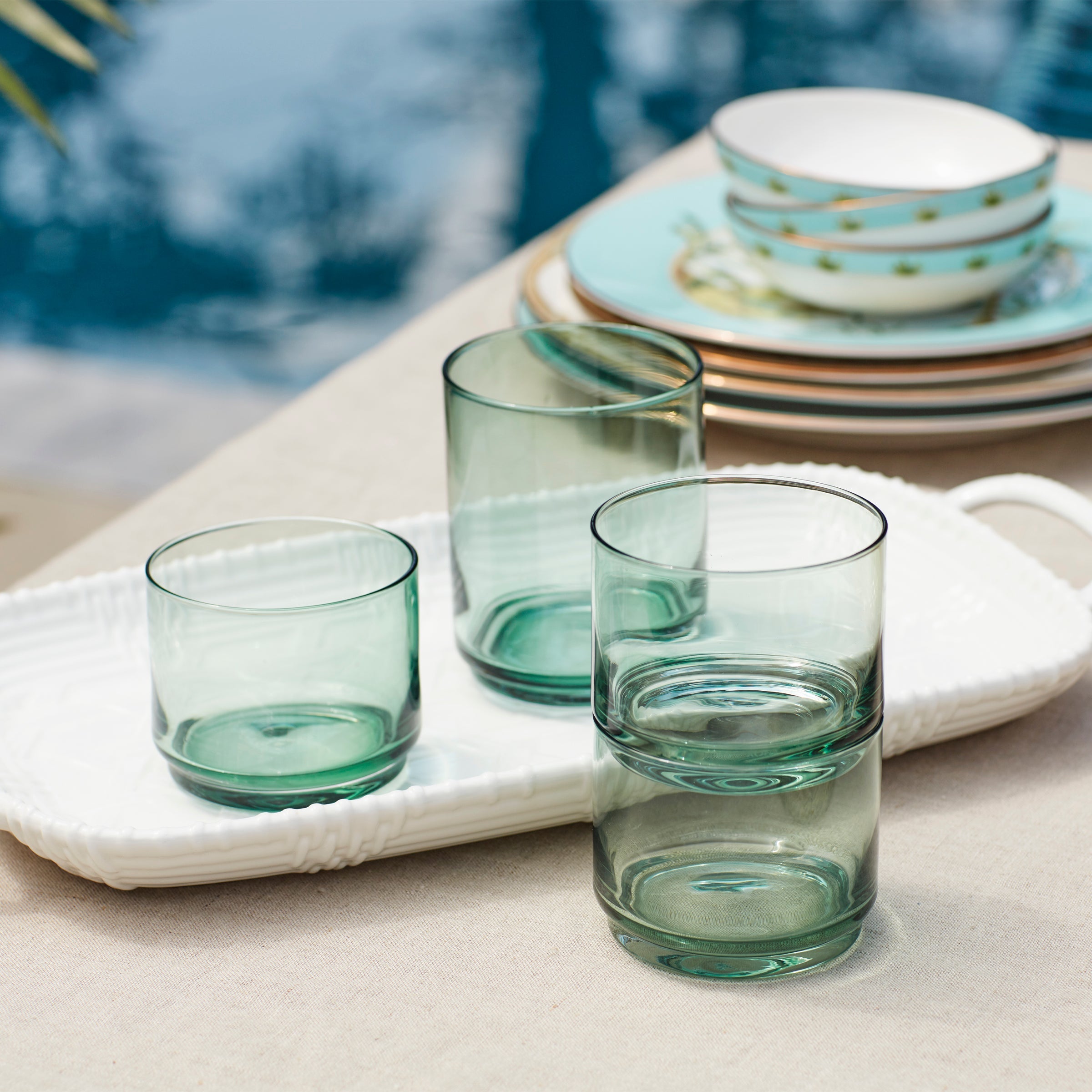 Tuscany Classics Stackable Green Short Glasses - Set Of 4 - Image 3