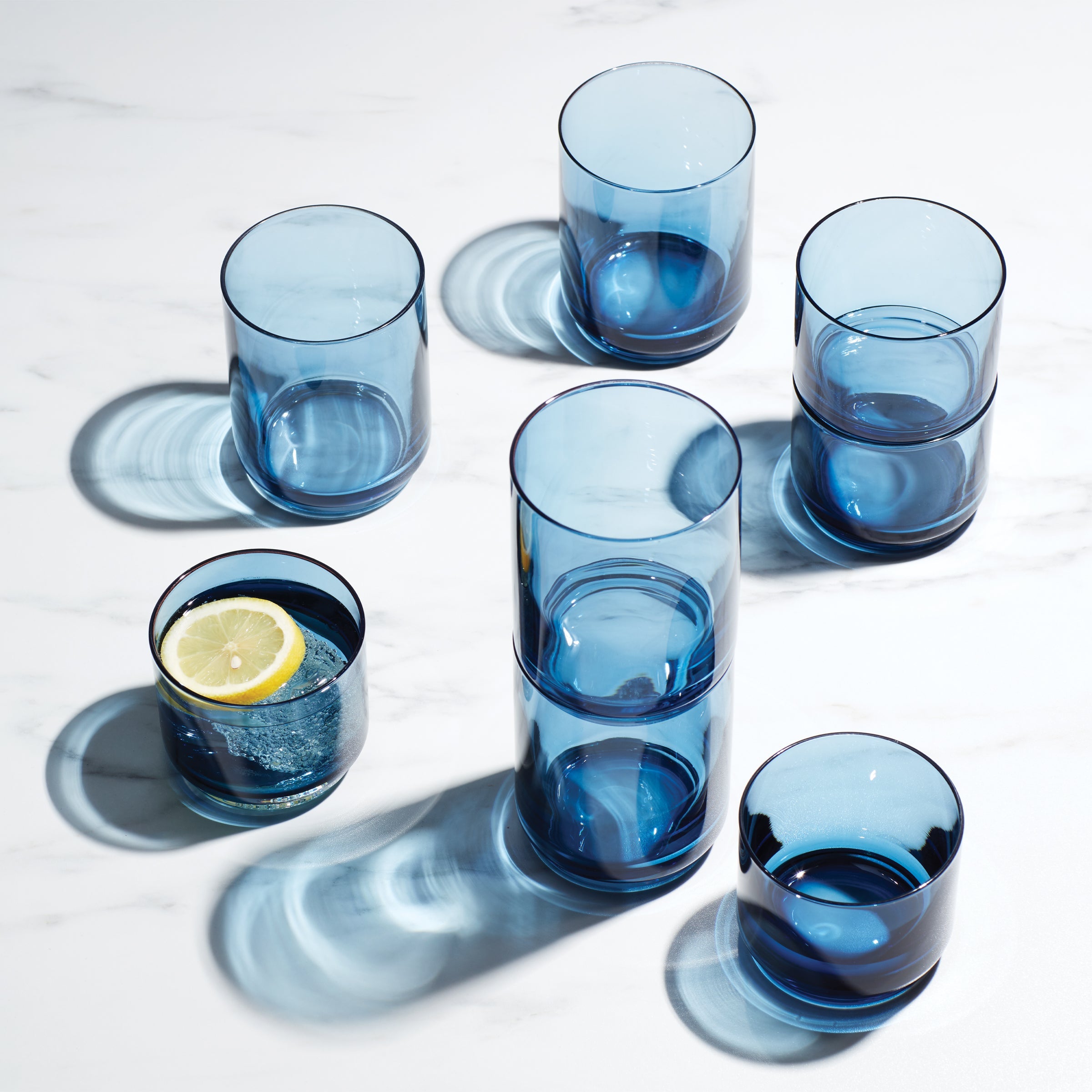 Tuscany Classics Stackable Blue Short Glasses - Set Of 4 - Image 2