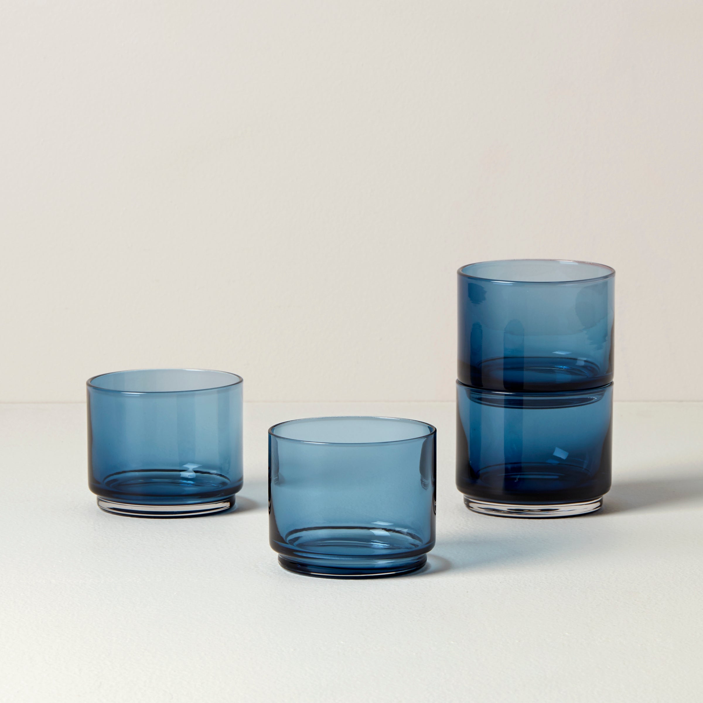 Tuscany Classics Stackable Blue Short Glasses - Set Of 4