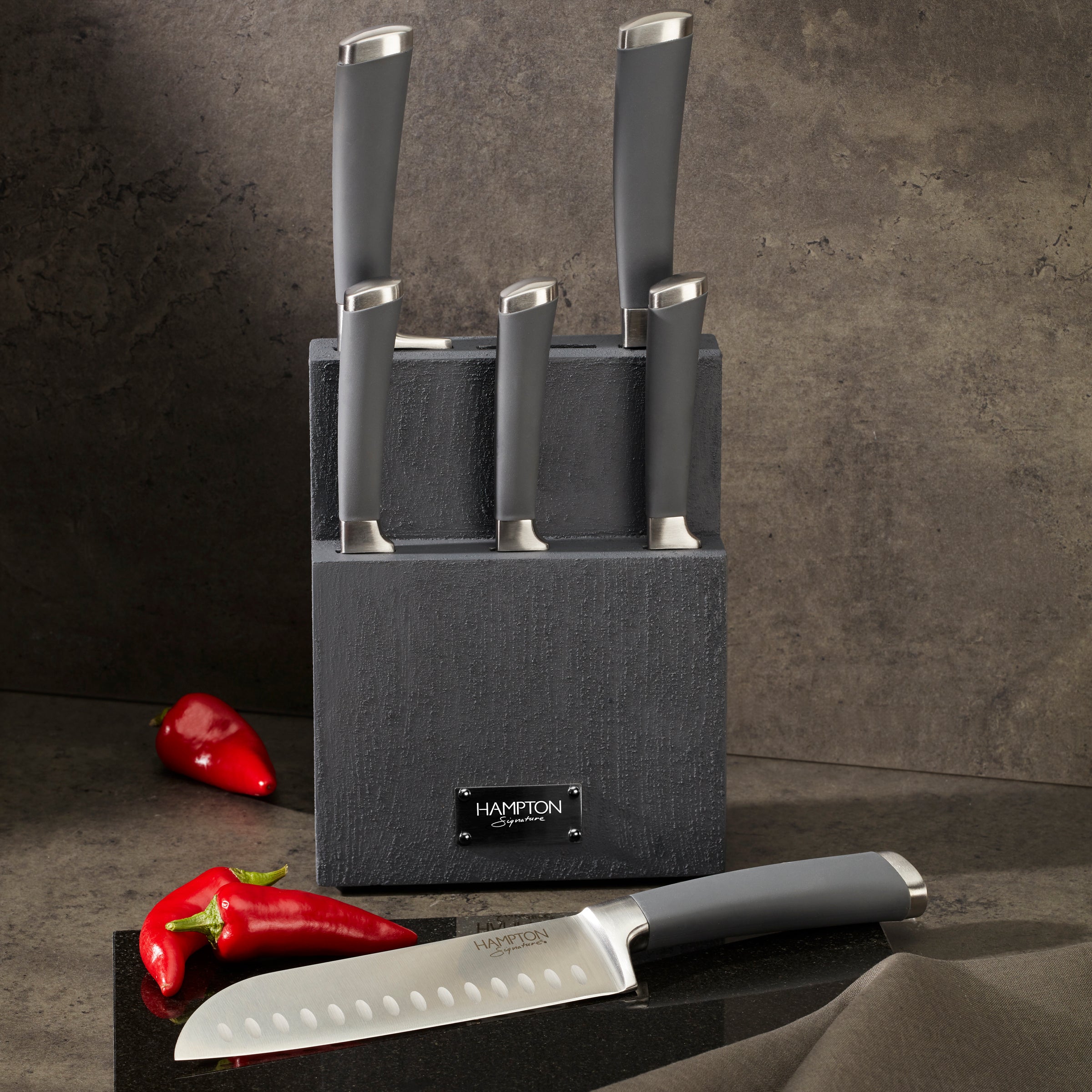 Beton 7 Piece Textured Cutlery Block Set - Image 3