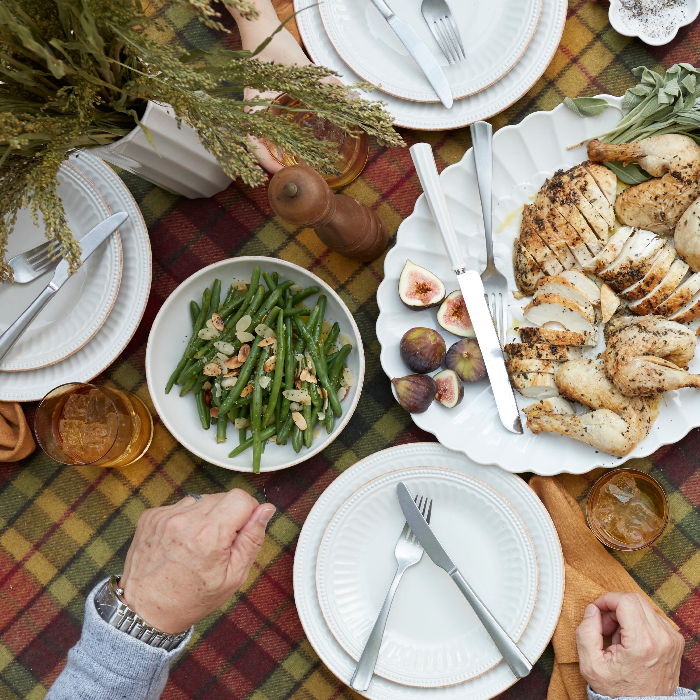 French Perle Groove White 12-Piece Dinnerware Set - Image 3
