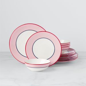 Make It Pop 12-Piece Dinnerware Set - Pink/Navy