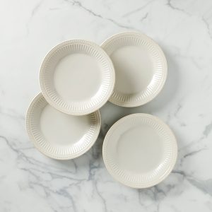 French Perle Groove Dinner Plates - Set of 4