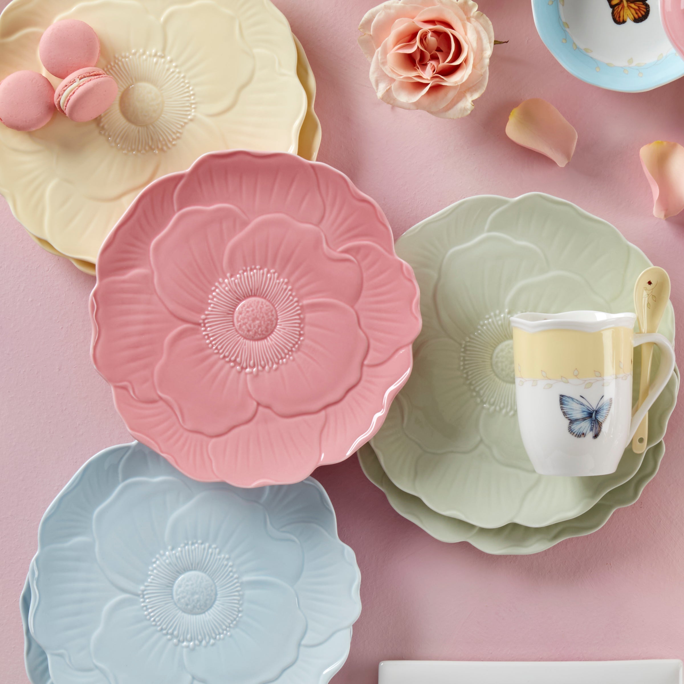 Butterfly Meadow Floral Pink Accent Plates - Set of 4 - Image 4