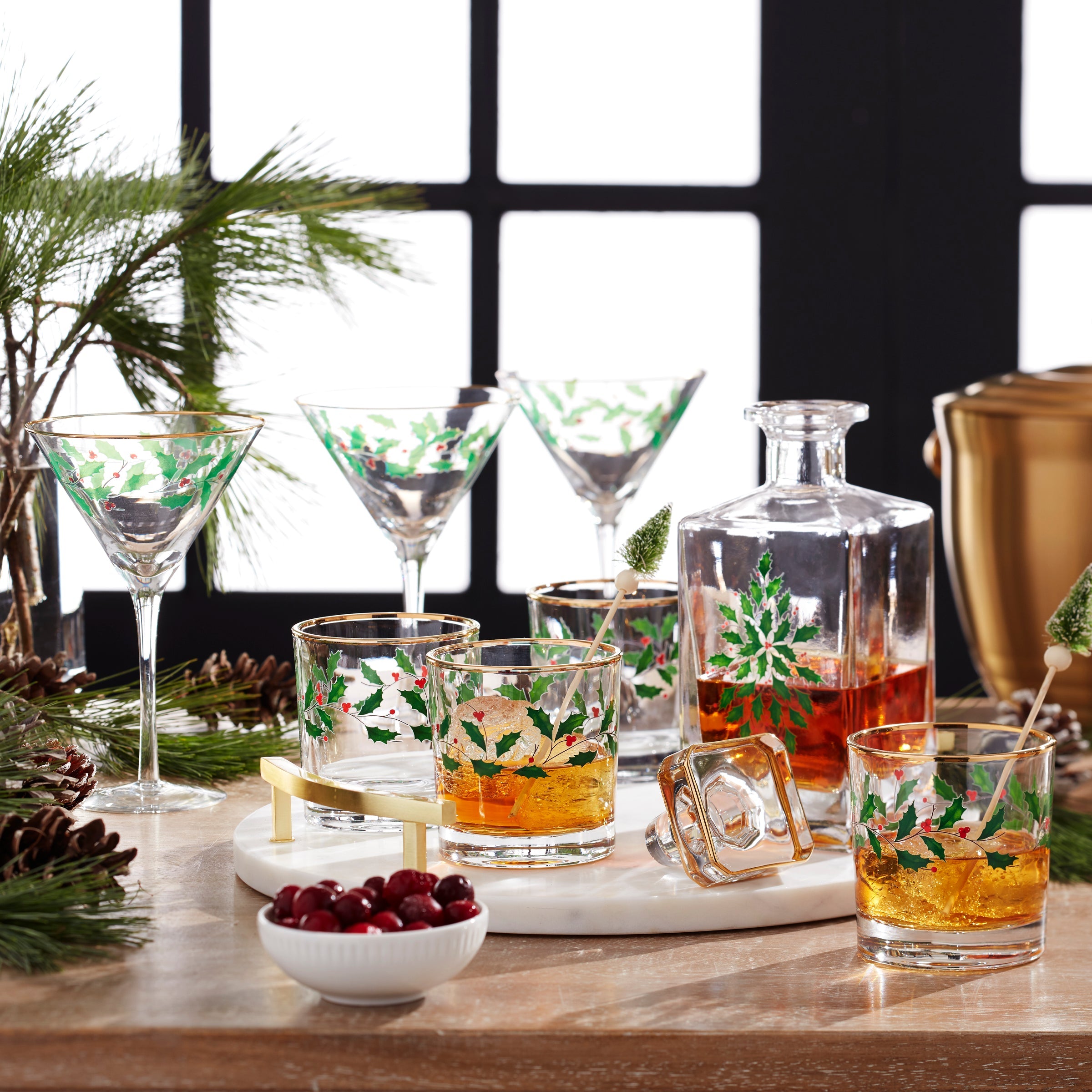 Holiday 5 pc Decanter & Whiskey Glass Set - Image 3