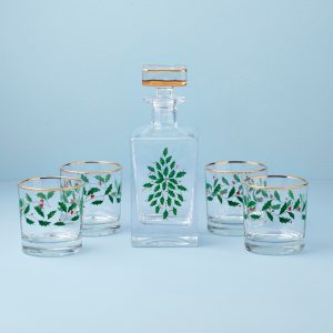 Holiday 5 pc Decanter & Whiskey Glass Set