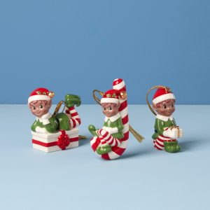 African American Christmas Elves 3-Piece Ornament Set