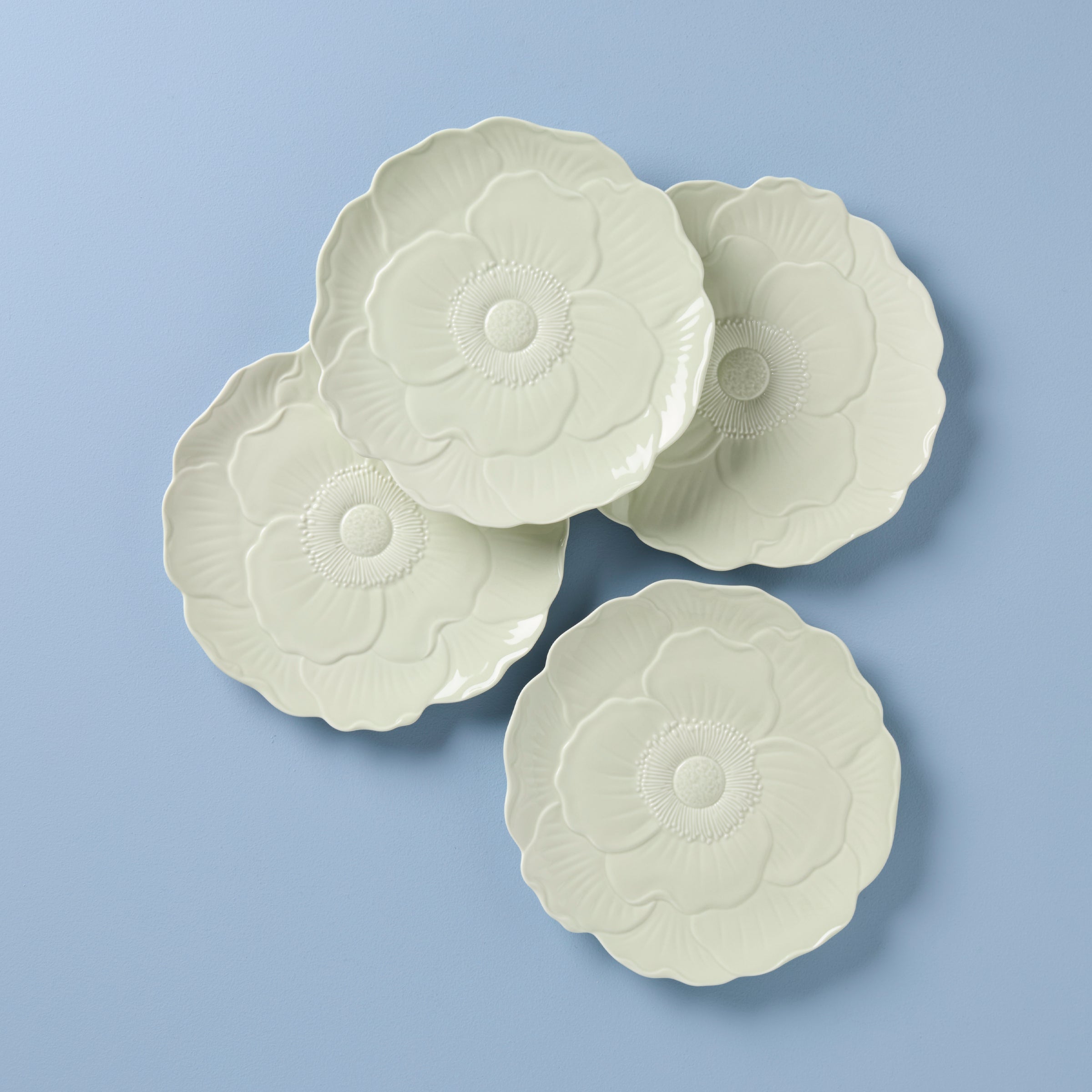 Butterfly Meadow Floral Green Accent Plates - Set of 4