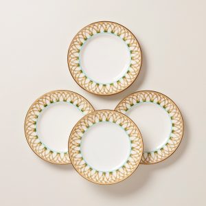 British Colonial Bamboo Accent Plates - Set of 4