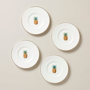 British Colonial Bamboo Dessert Plates - Set of 4