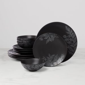 Roseto Charcoal 12-Piece Dinnerware Set