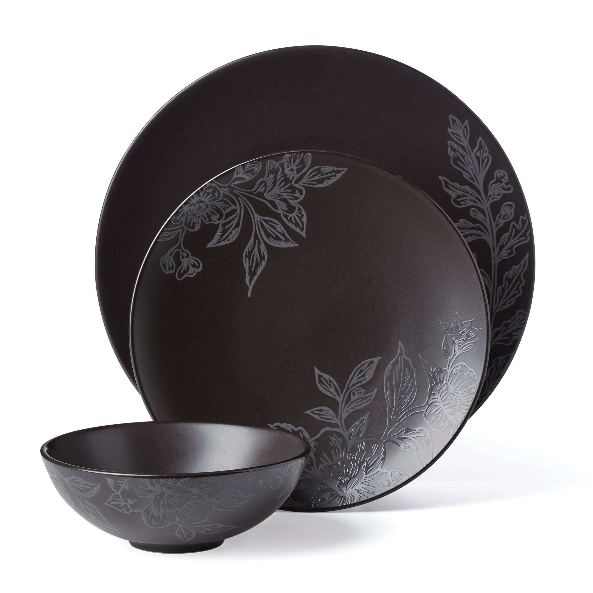 Roseto Charcoal 12-Piece Dinnerware Set - Image 2