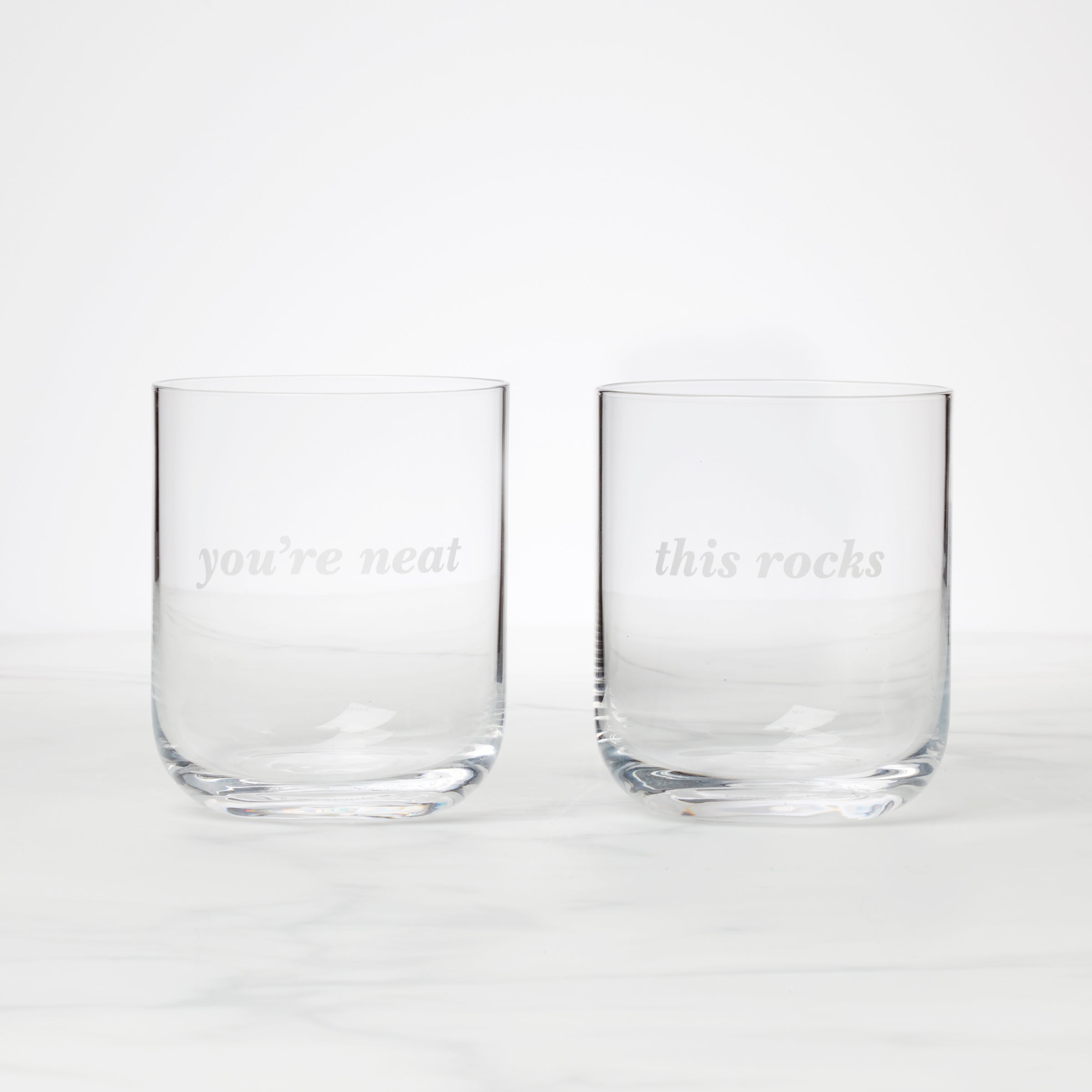 This Rocks & You're Neat Double Old Fashion Glasses - Set Of