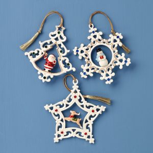 Pierced Gem Ornaments - Set Of 3