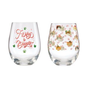 Furry & Bright Wine Glasses - Set Of 2