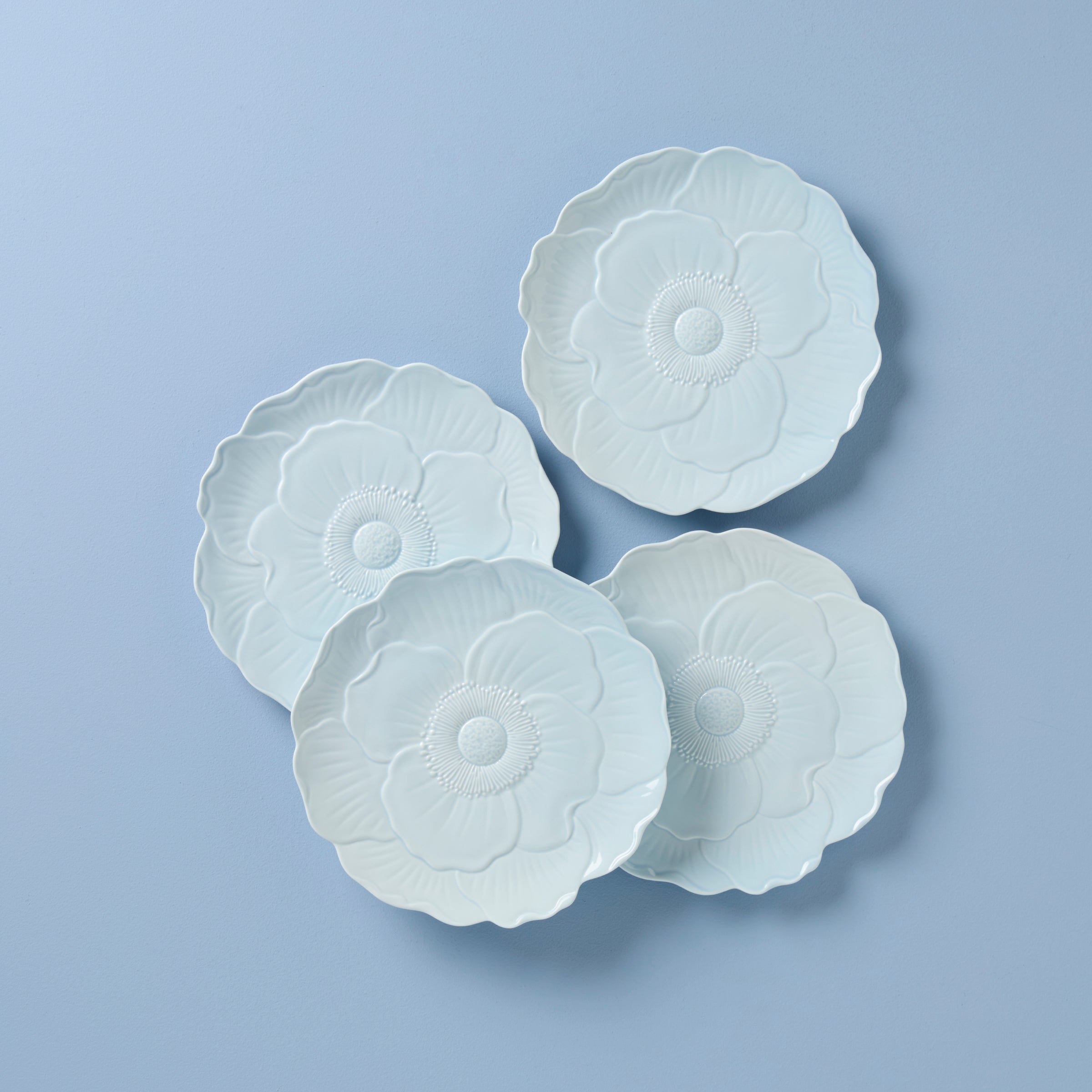 Butterfly Meadow Floral Blue Accent Plates - Set of 4