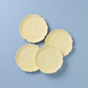 Butterfly Meadow Floral Yellow Accent Plates - Set of 4