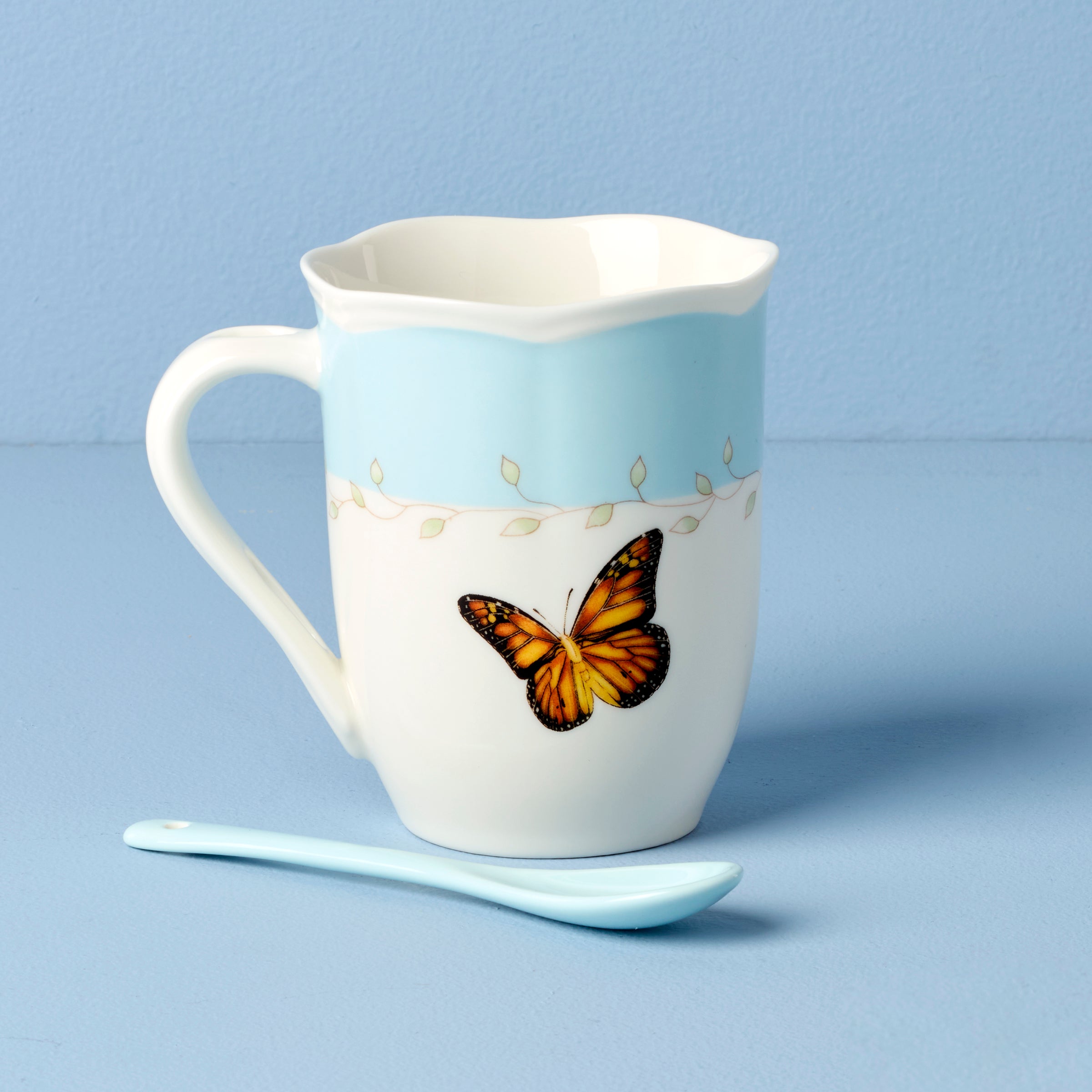 Butterfly Meadow Blue Mugs With Spoons - Set of 2 - Image 4