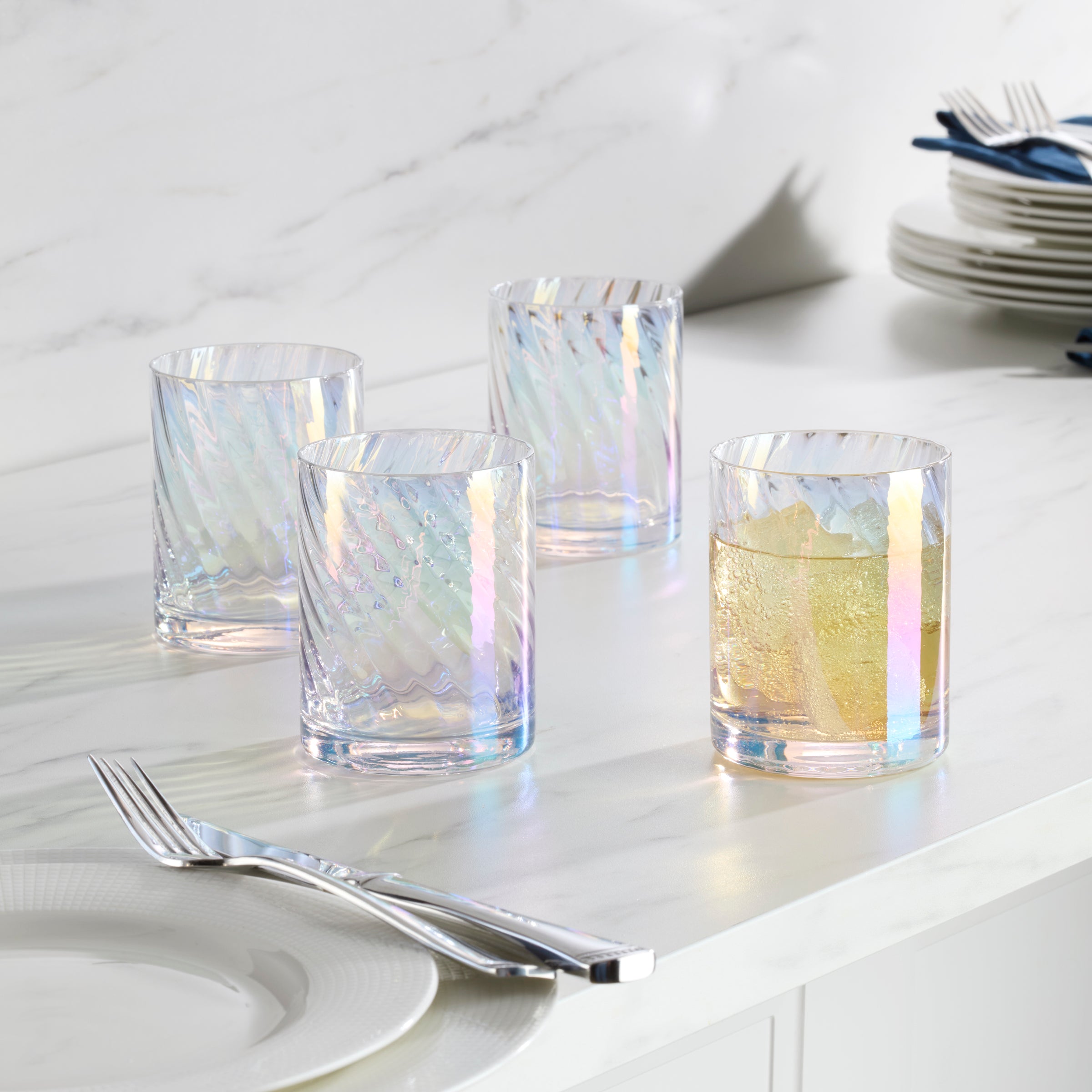 Tuscany Classics Iridescent Double Old Fashion Glasses - Set - Image 5