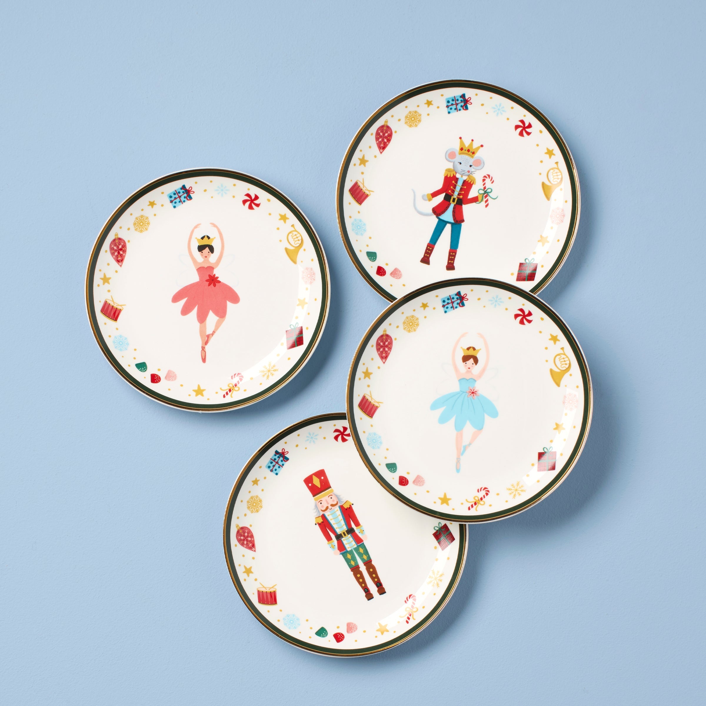 Nutcracker Ballet Tidbit Plates - Set of 4