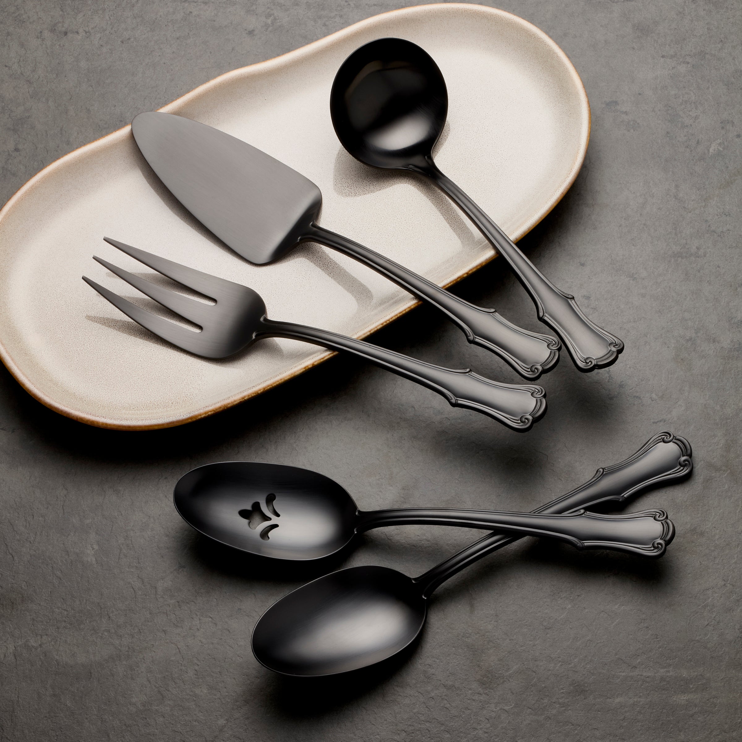 James Street Black Satin 5 Piece Hostess Set - Image 2