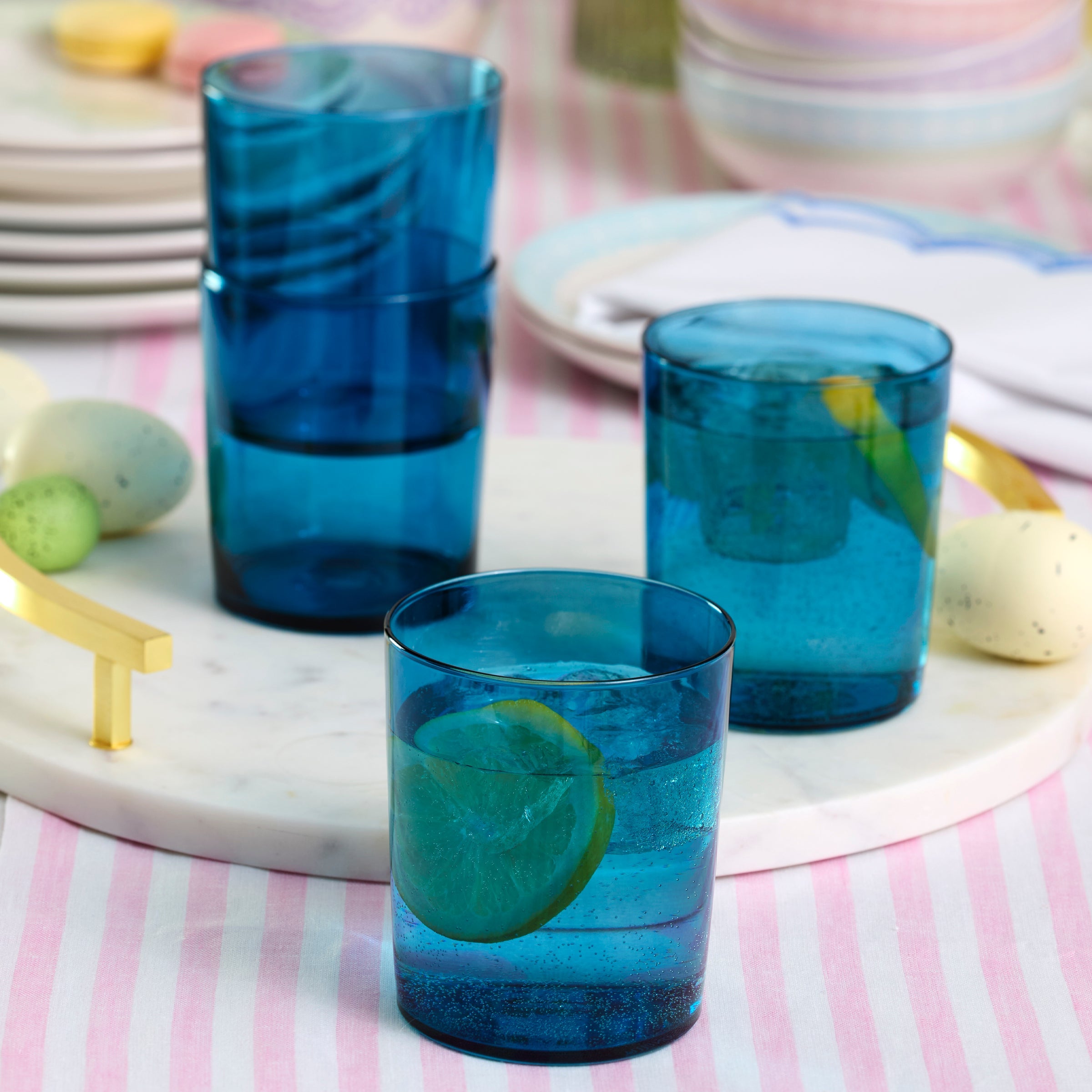 Stackable Blue Tall Glasses - Set Of 6 - Image 2