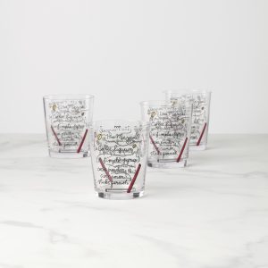 Make Merry Double Old Fashion Glasses - Set Of 4