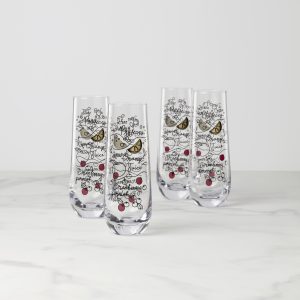 Make Merry Stemless Flute Glasses - Set Of 4